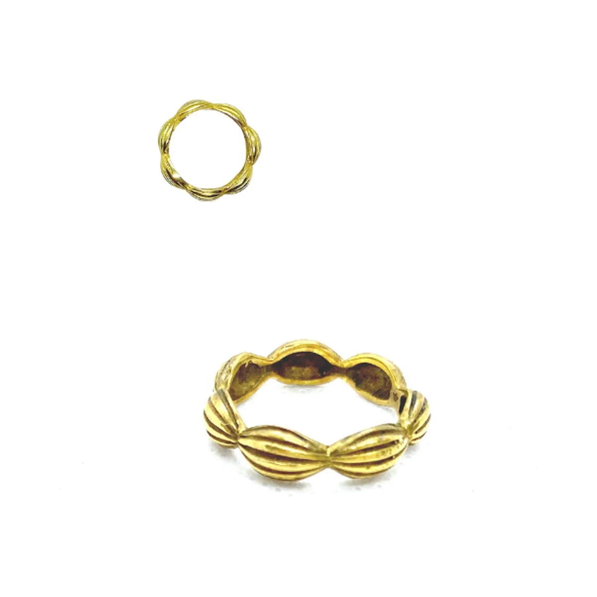 Cocoa pod stacking rings, nature inspired gold rings