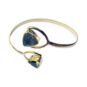 Twin stone open bangle, handmade by Anitanja Lawaetz